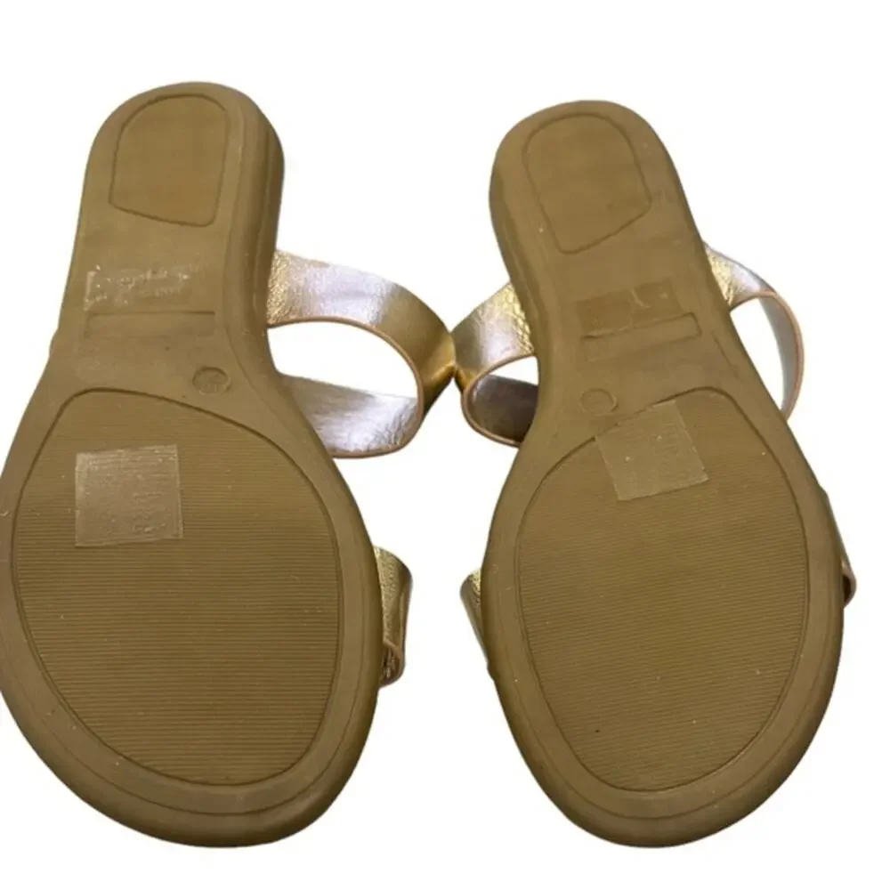 DB Studio gold 2 strap sandal flip flop flats‎ size 10 - Picture 6 of 8